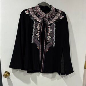 Black Embroidered Cape